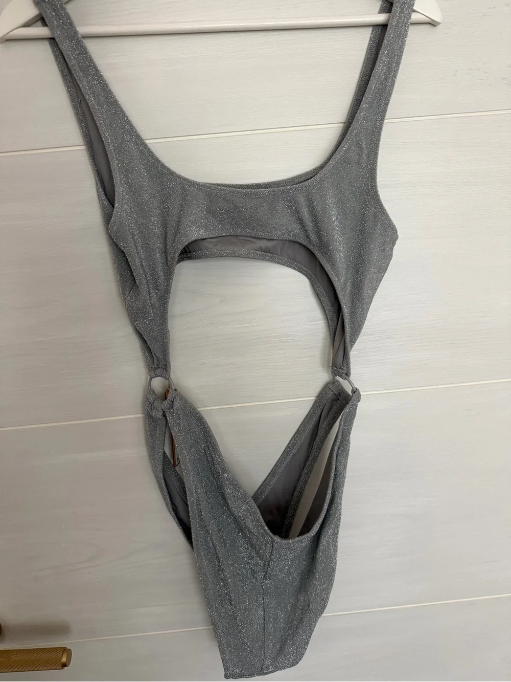 SKiMS  Silver Shimmery Cutout One-Piece Swimsuit